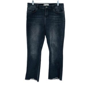 Free People high rise raw hem crop‎ jeans charcoal wash women's size 31